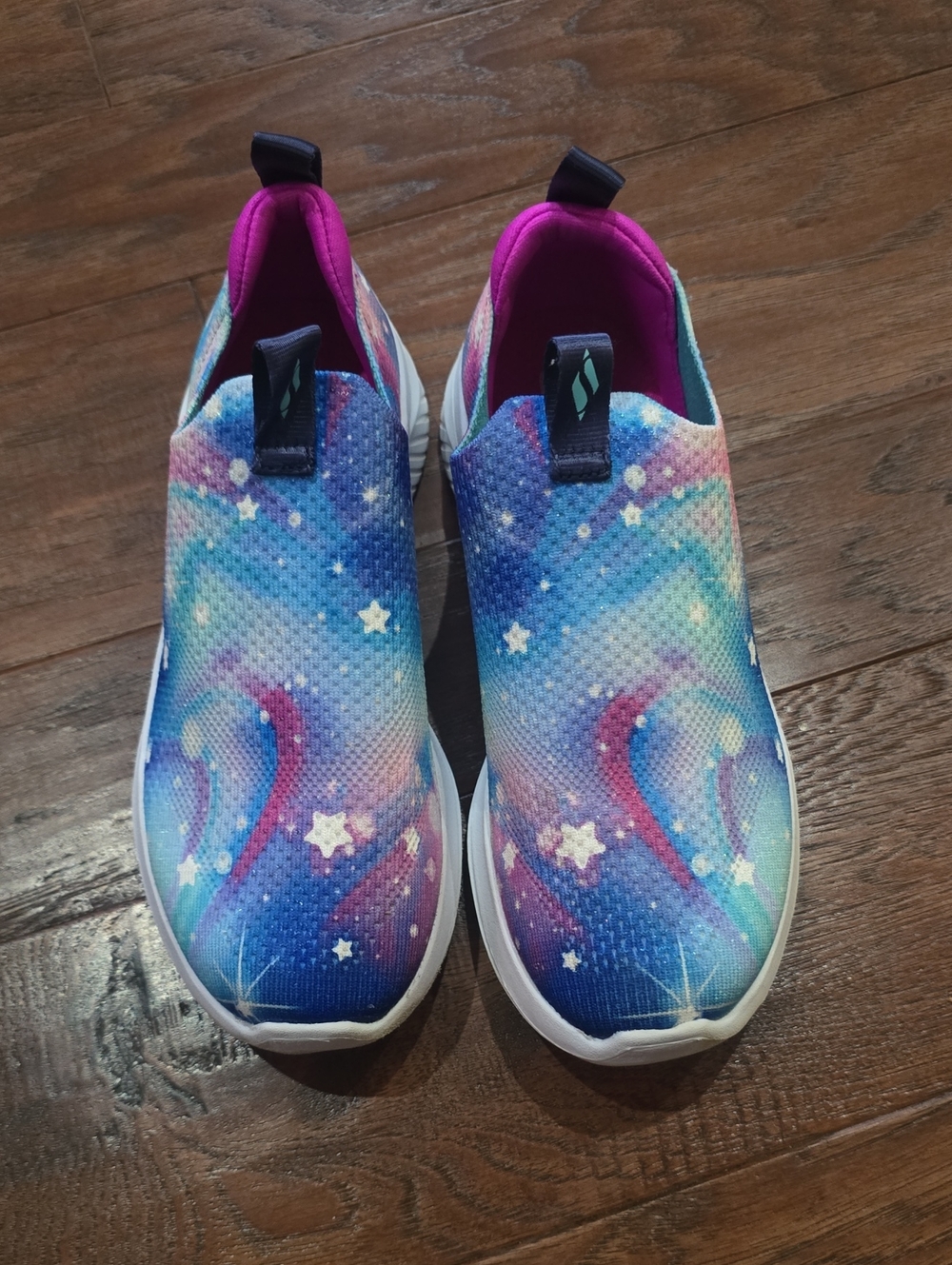 Skechers Kids Slip-On Sneakers in Blue and Pink Galaxy Print